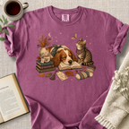 Cozy Dog Cat Reading Cozy Tee