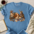 Cozy Dog Cat Reading Cozy Tee