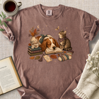 Cozy Dog Cat Reading Cozy Tee