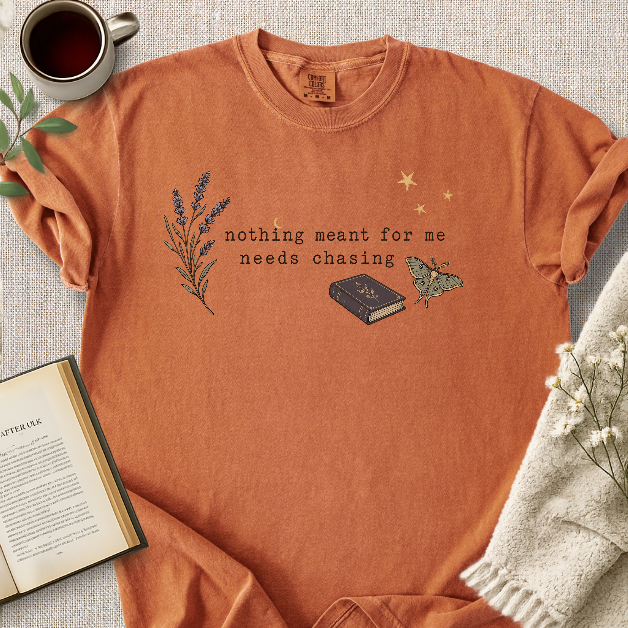 "Nothing Meant For Me Needs Chasing" Cozy Tee
