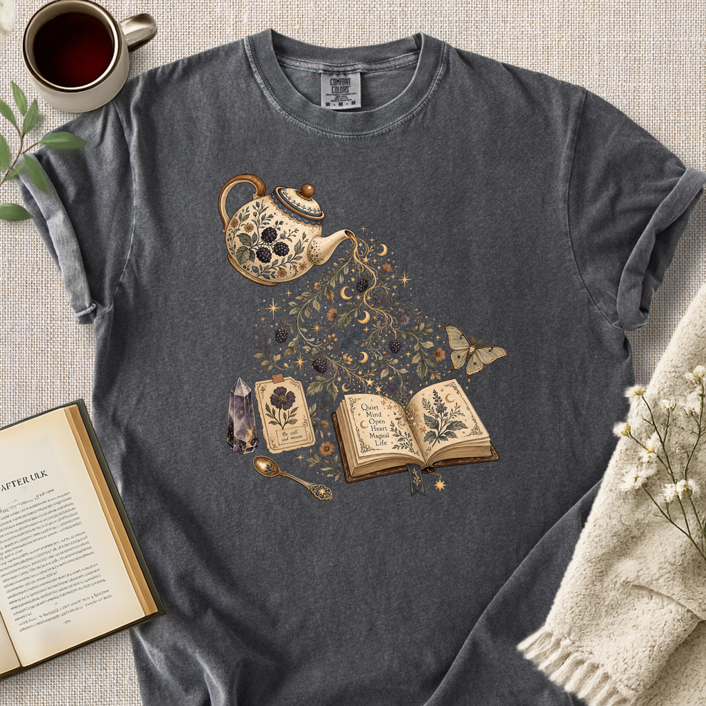 Tea Ritual Celestial Book Cozy Tee