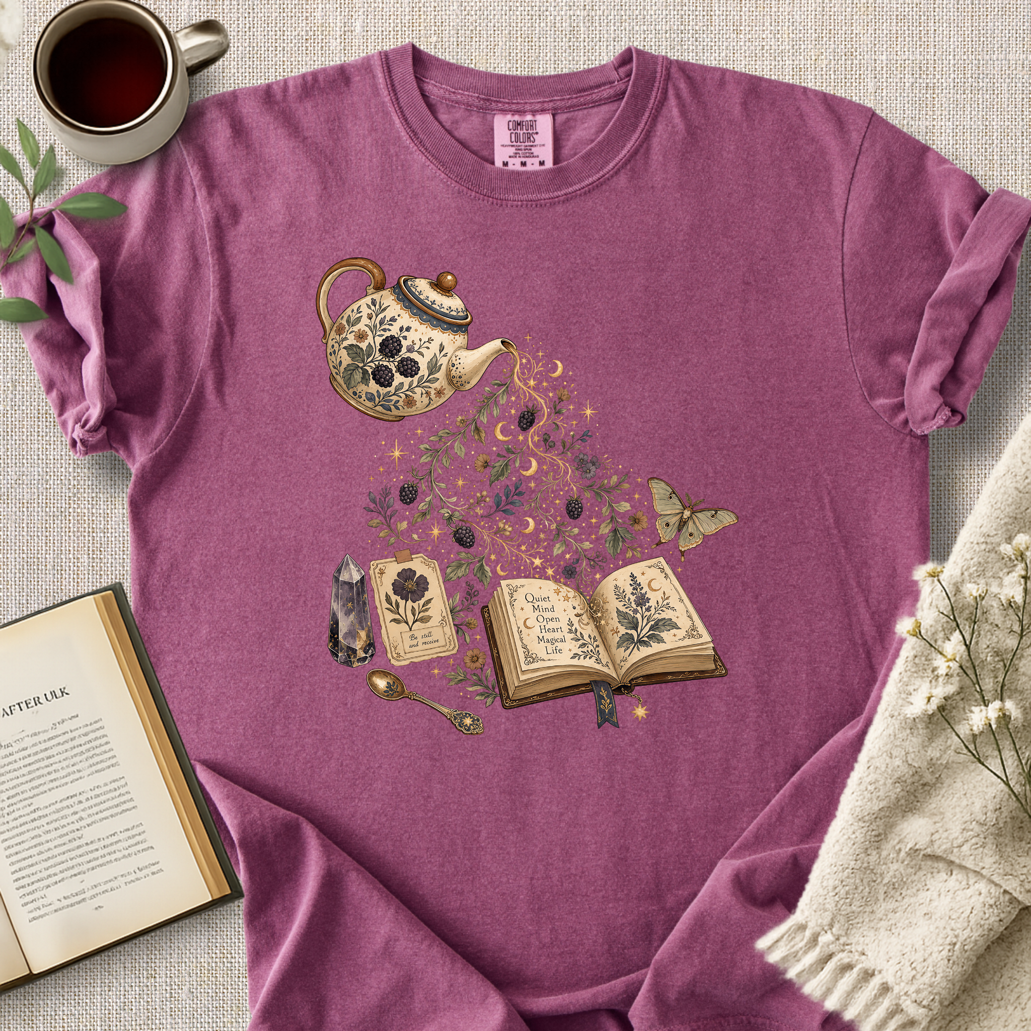 Tea Ritual Celestial Book Cozy Tee