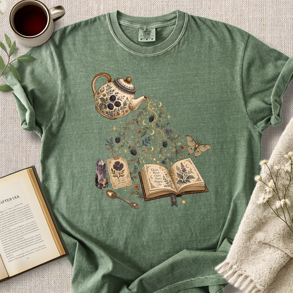 Tea Ritual Celestial Book Cozy Tee