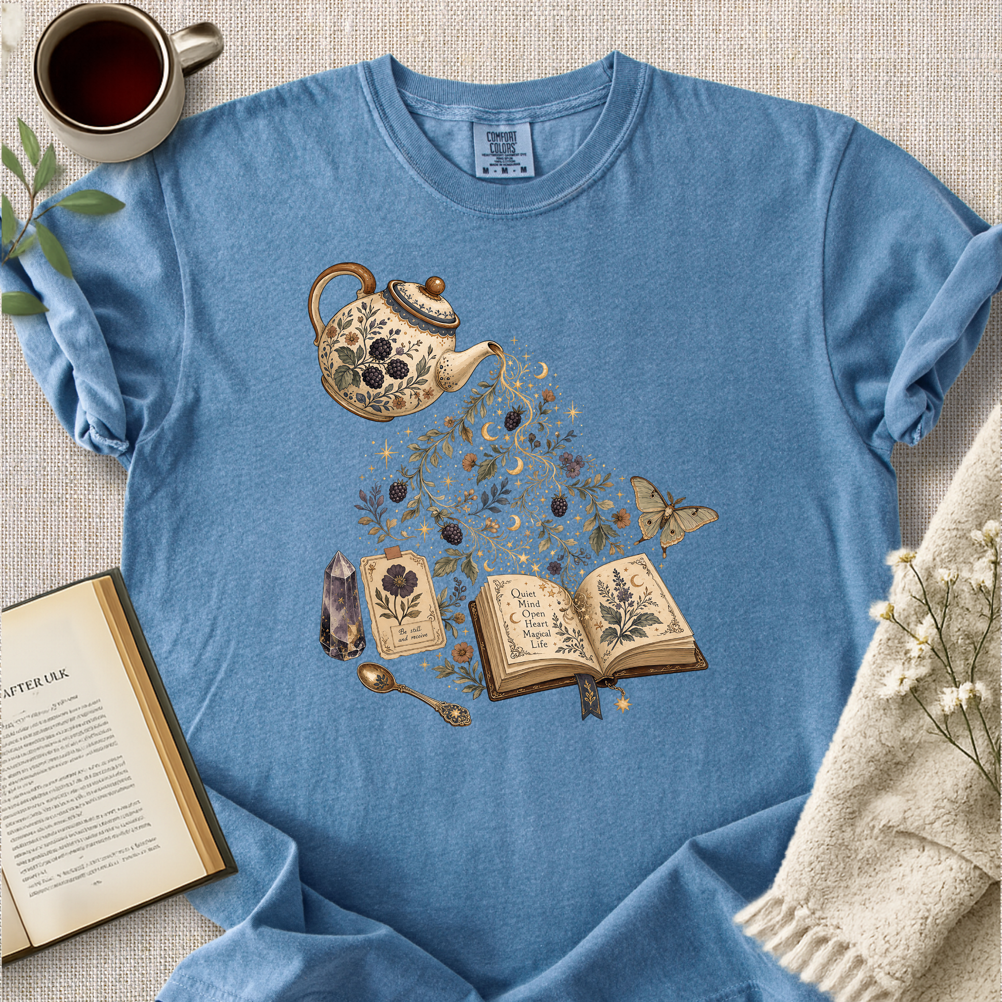 Tea Ritual Celestial Book Cozy Tee