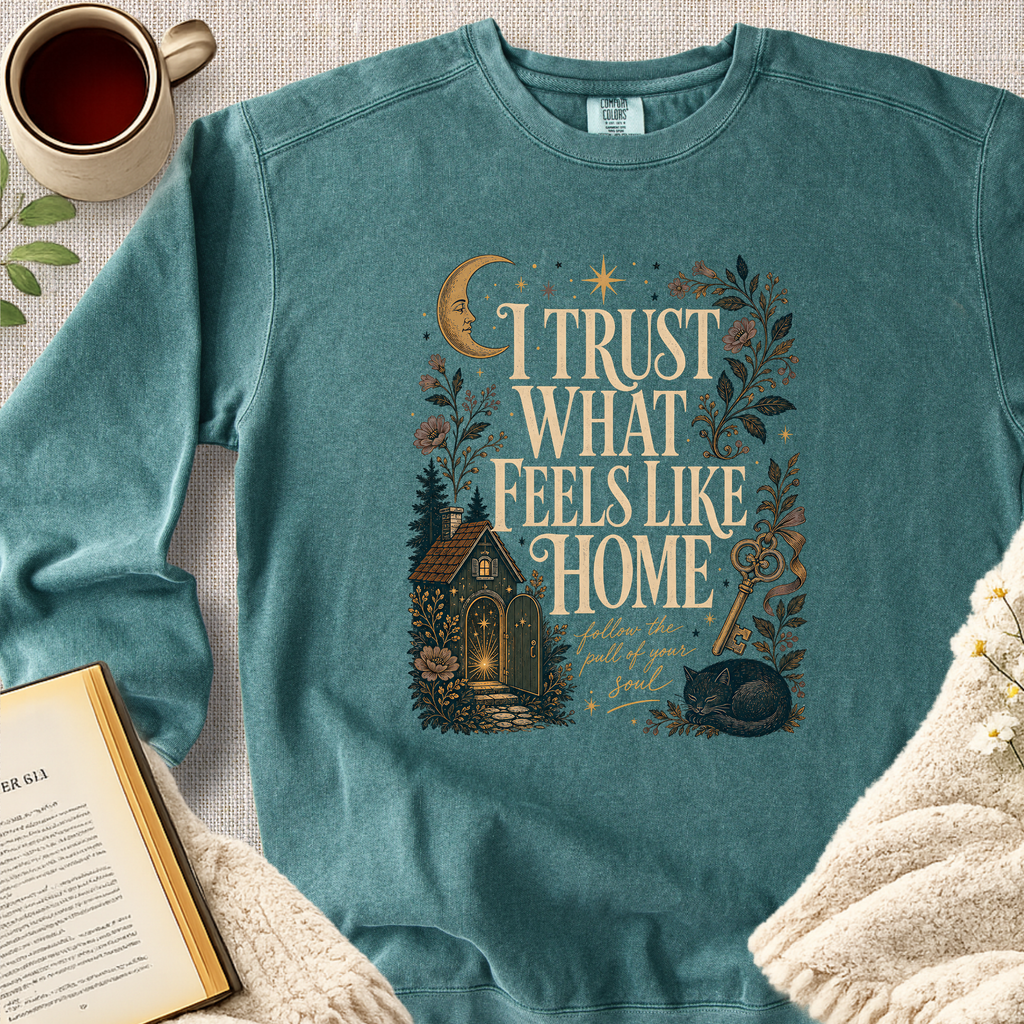 "I Trust What Feels Like Home" Garment-Dyed Comfort Sweatshirt