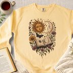 Retro Sun Moon Bookish Garment-Dyed Comfort Sweatshirt