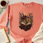 Celestial Book Bouquet Cat Garment-Dyed Comfort Sweatshirt