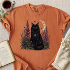 Celestial Black Cat Botanical Cozy Tee