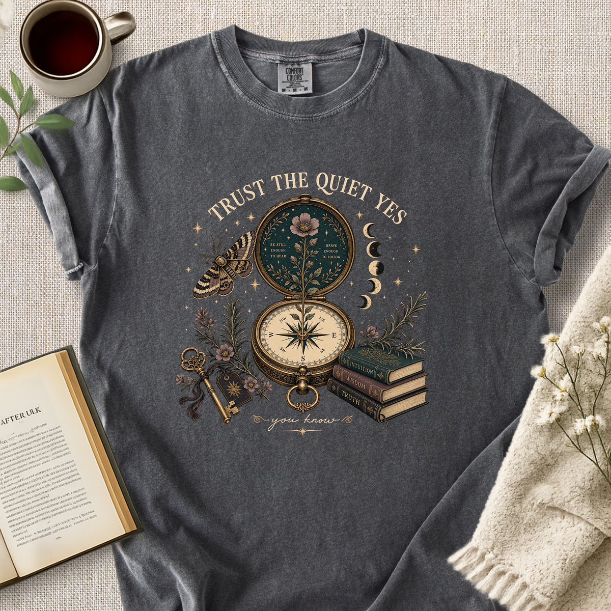 Trust The Quiet Yes Compass Cozy Tee