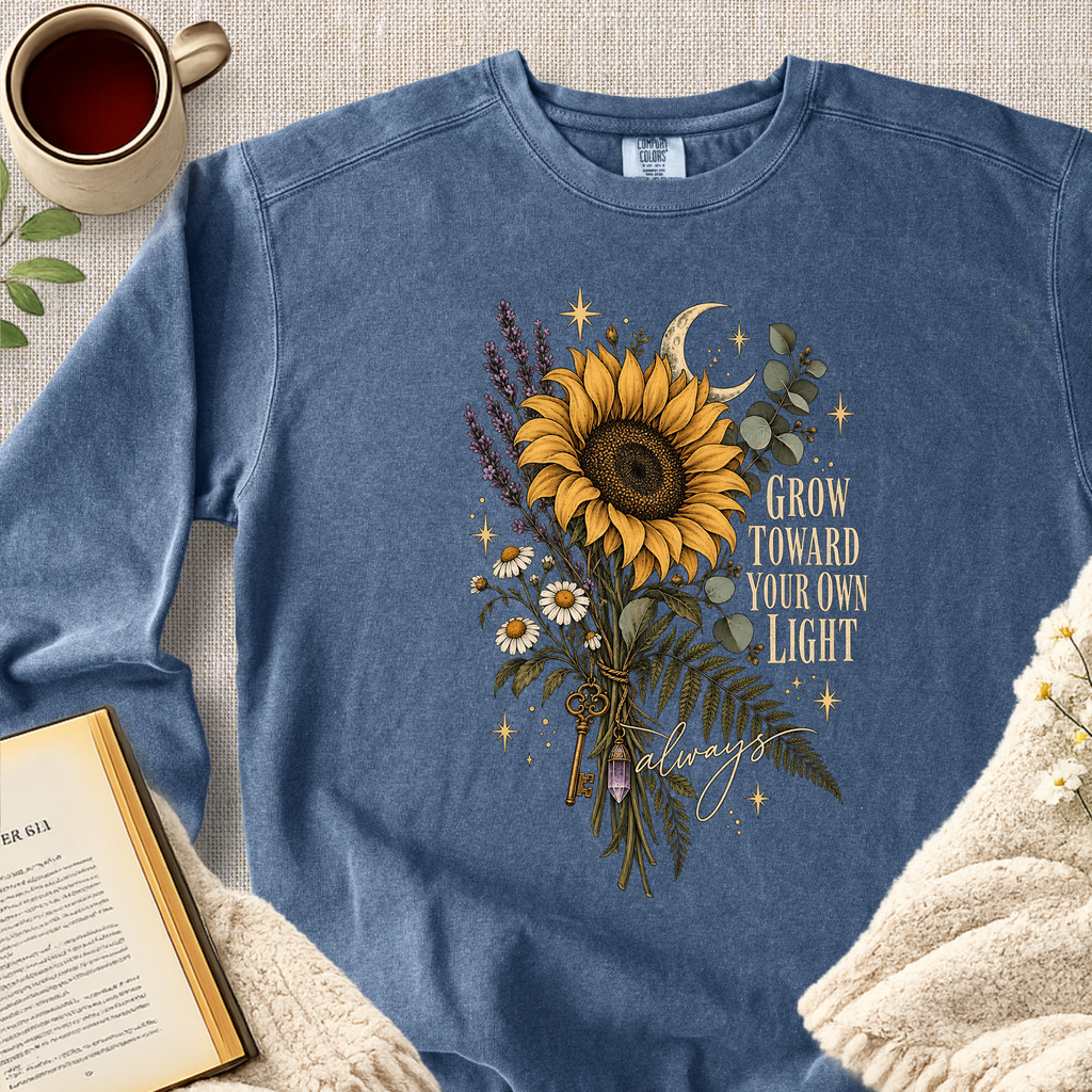 " Grow Toward Your Own Light" Garment-Dyed Comfort Sweatshirt