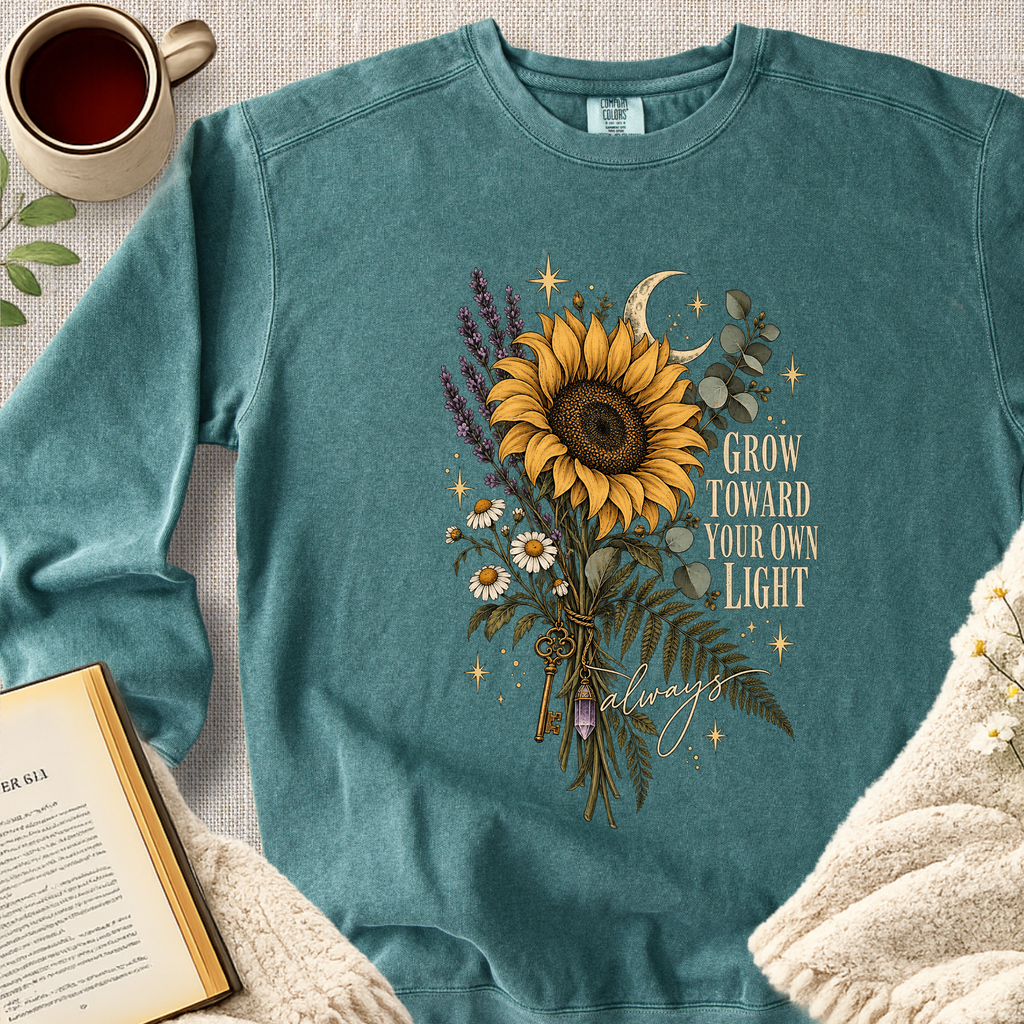 " Grow Toward Your Own Light" Garment-Dyed Comfort Sweatshirt