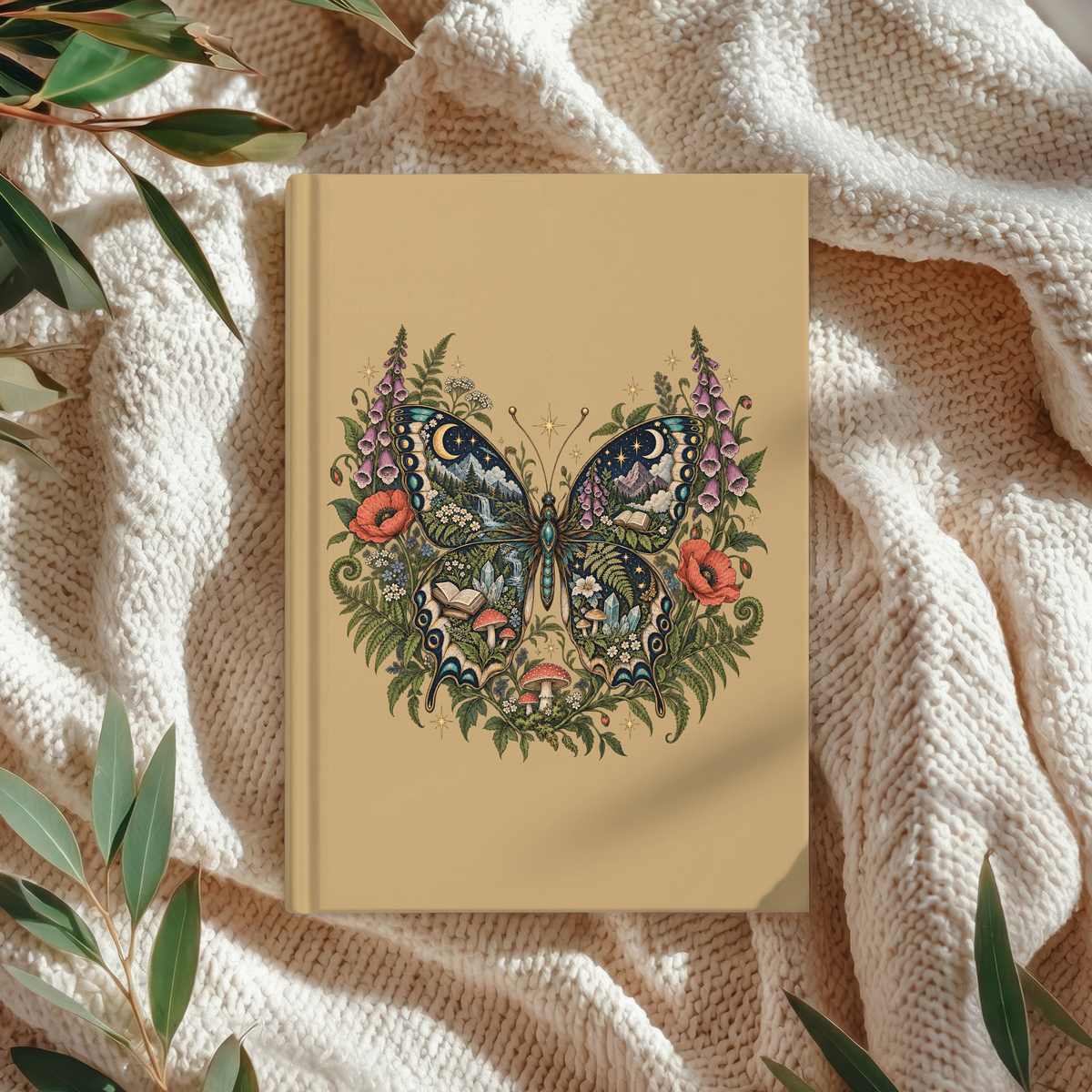 Butterfly Floral Hardcover Journal — Lined Matte Notebook for Nature Lovers