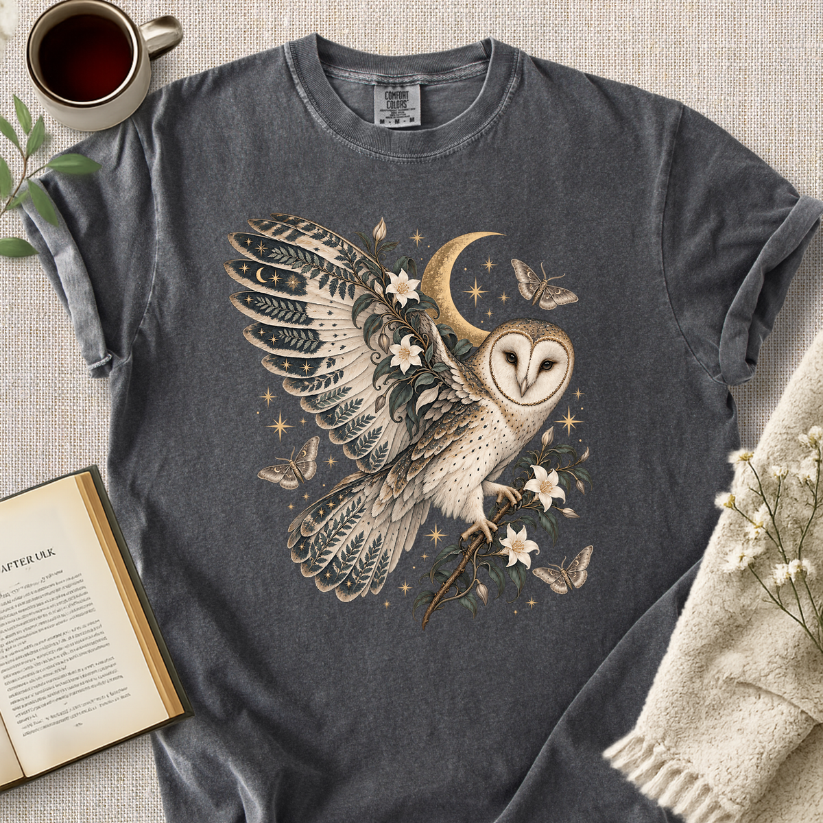 Celestial Barn Owl Botanical Cozy Tee