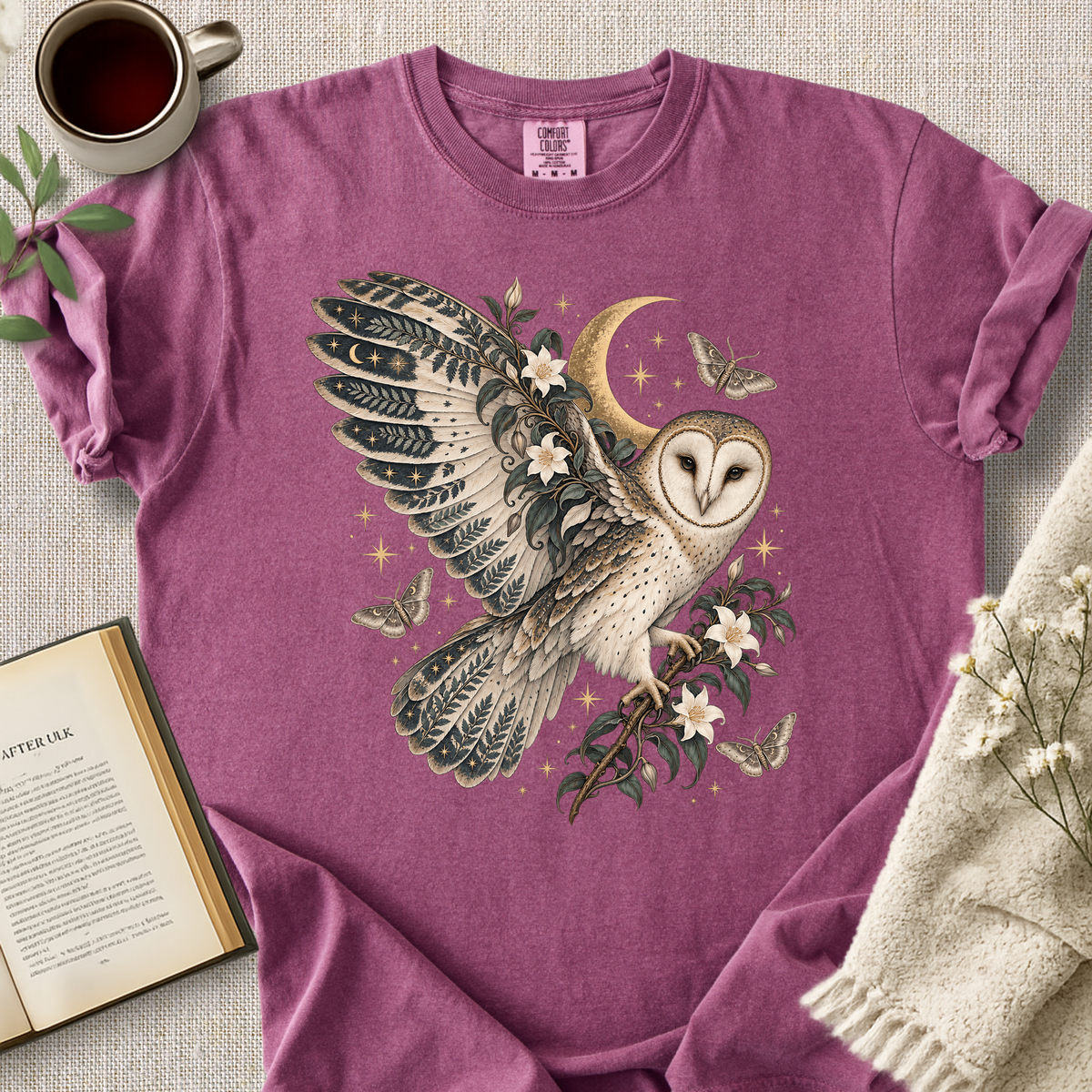 Celestial Barn Owl Botanical Cozy Tee