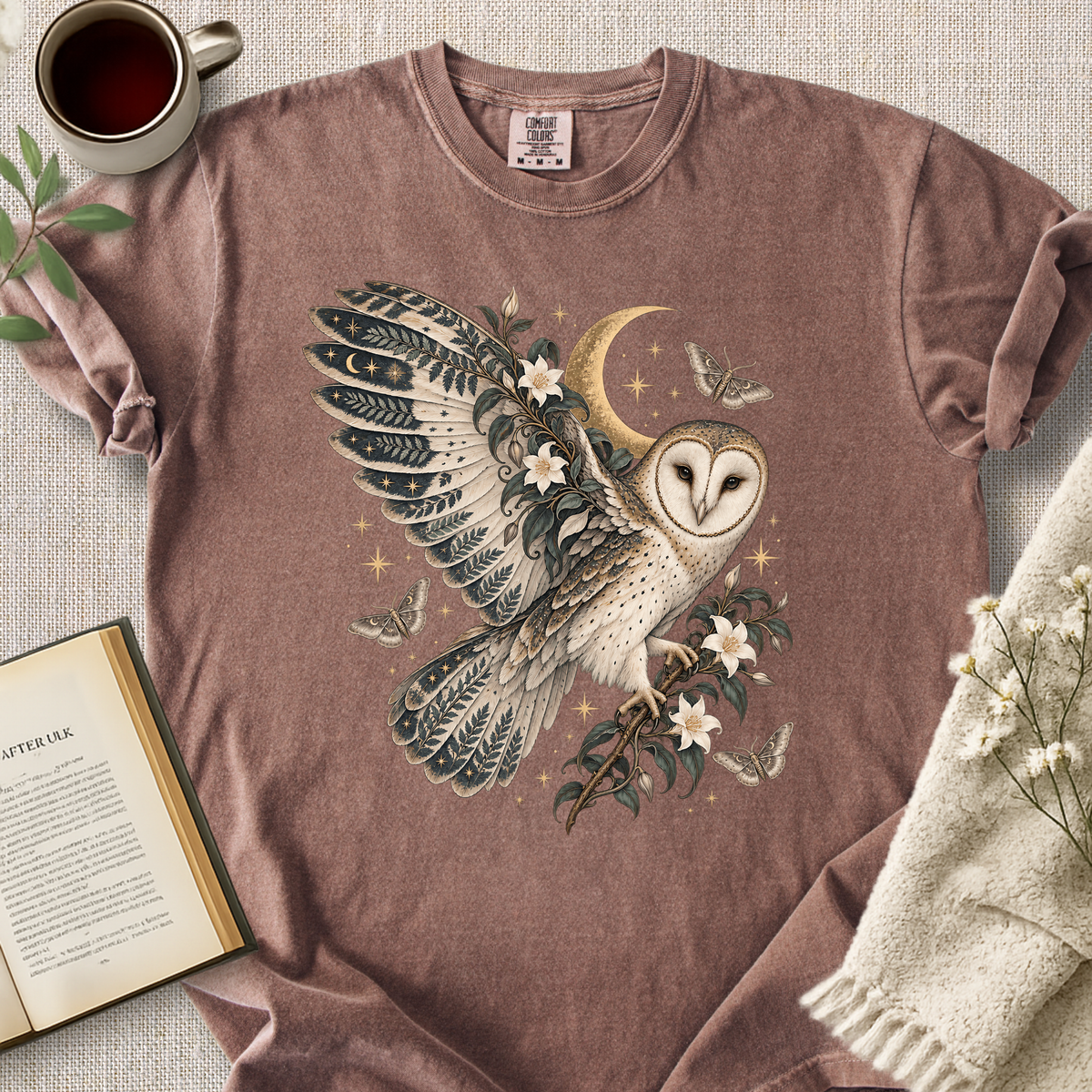 Celestial Barn Owl Botanical Cozy Tee