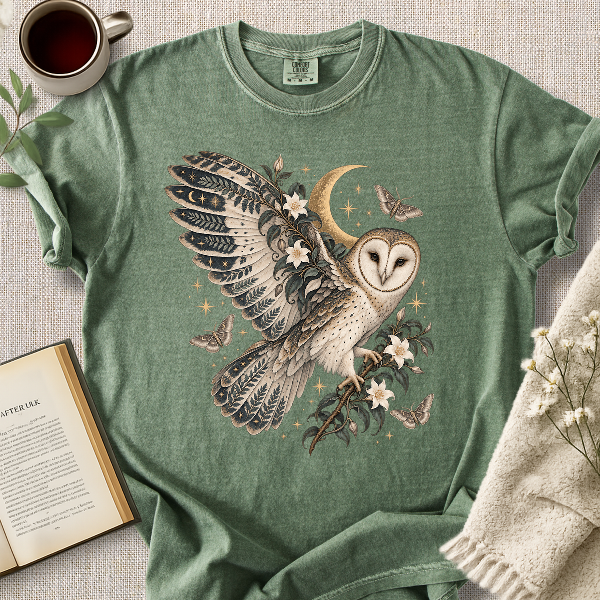 Celestial Barn Owl Botanical Cozy Tee