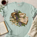 Herbal Tea Botanical Book Lover Cozy Tee