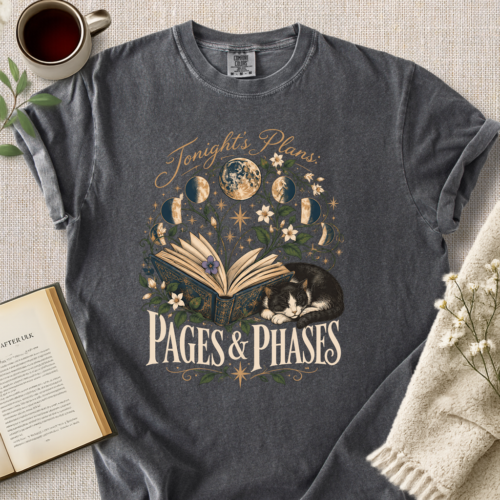 "Tonight's Plans, Pages & Phases" Cozy Tee