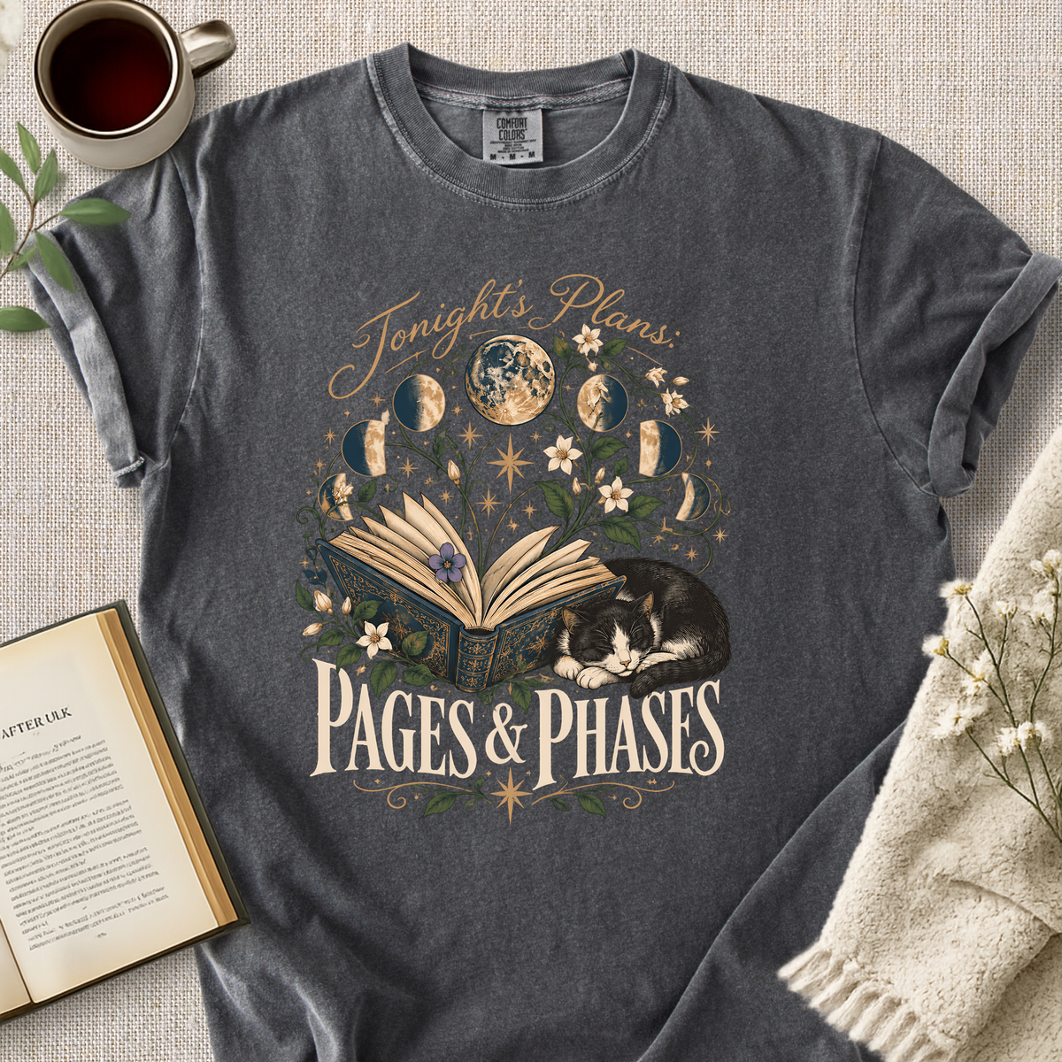 "Tonight's Plans, Pages & Phases" Cozy Tee