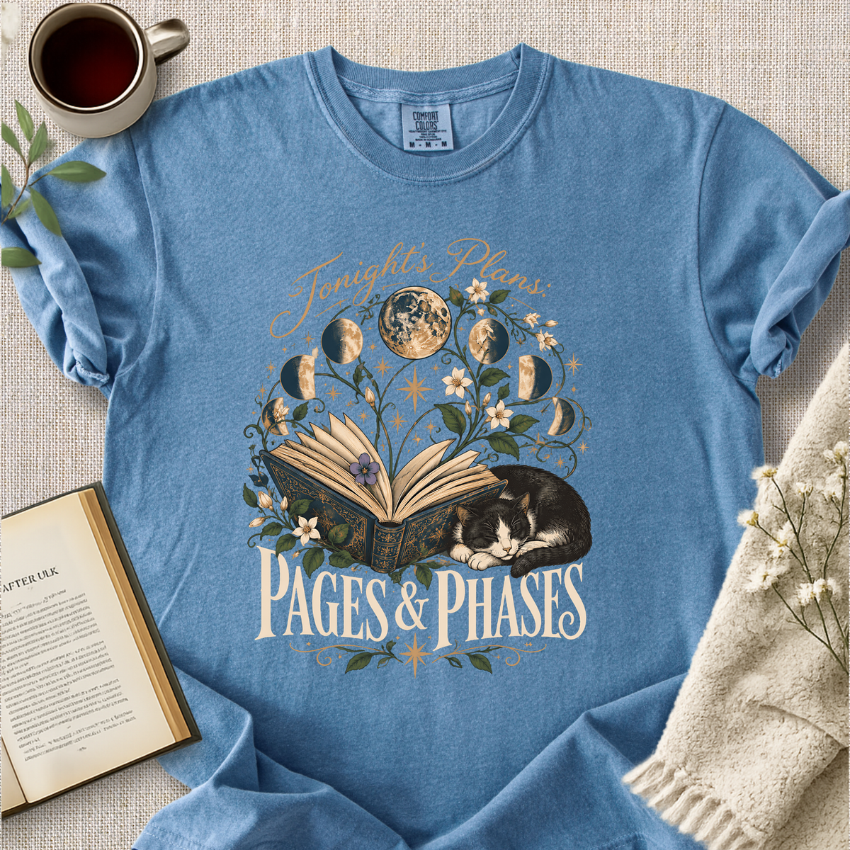 "Tonight's Plans, Pages & Phases" Cozy Tee