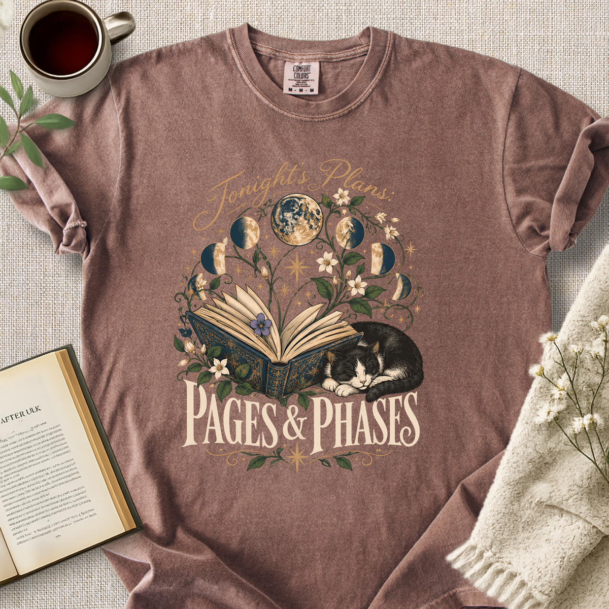 "Tonight's Plans, Pages & Phases" Cozy Tee